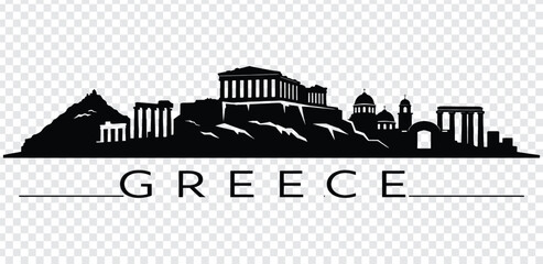 Naklejka premium Athens greece skyline silhouette vector illustration
