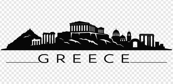 Athens greece skyline silhouette vector illustration