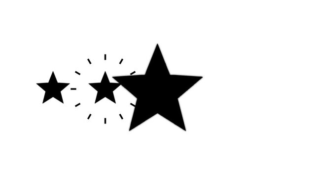 Five star rating animation sequence with glowing feedback effect on white background review . Five stars rating icon customer satisfaction icon concept Special with rating star icon 5 star top rating
