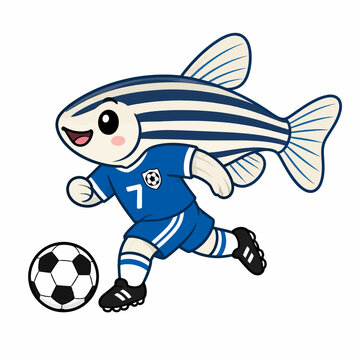 Cartoon Fish Playing Soccer
