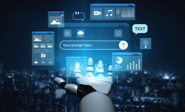 Prompt driven AI interface enabling text, image vision, audio and media video data neural asset and tool in smart creation chat workspace edit. Future NLP AI native visual reasoning omni model. Corpus