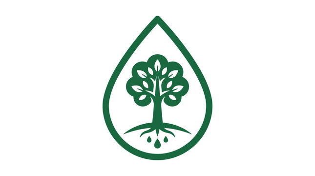 Green Tree Water Drop Logo