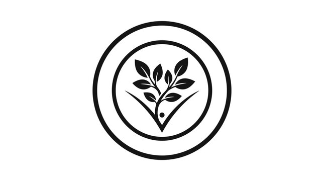 Growth symbol, circular logo with plant