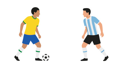 Obraz premium Soccer players from brazil and argentina national teams facing each other with a ball
