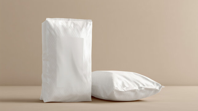 White woven polypropylene sack for flour, sugar, or agricultural products, isolated on transparent background