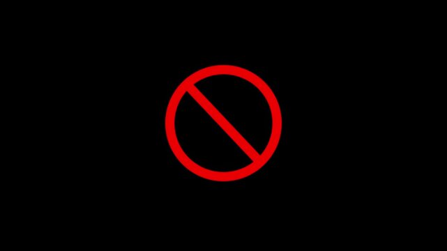 International prohibition mark icon on black background with alpha channel. Icon for ban forbidden sign. Abstract warning, stop or no entry forbidden red circle and line symbol icon. No