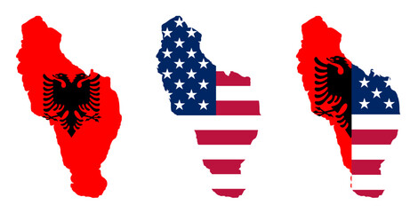 Sazan Island Albania and USA Flag Map Set Representing Protests Over Planned Resort Development © OS