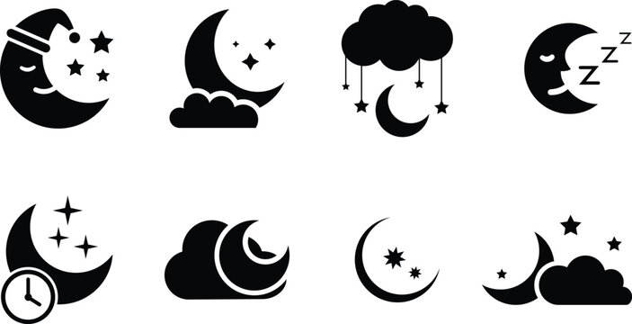 Moon vector and sleep icon set