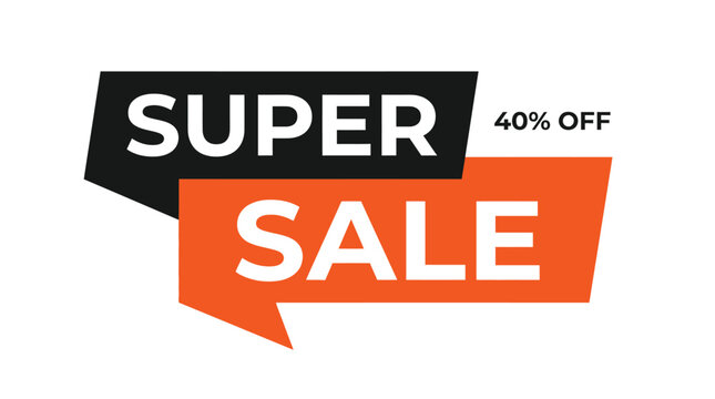 Bold black and orange vector illustration graphic design featuring a modern super sale promotion tag