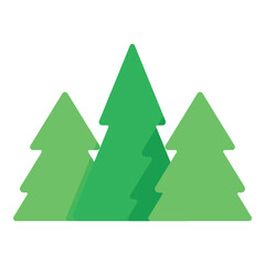 Obraz premium Stylized green pine trees in a minimalist forest landscape with layered effect