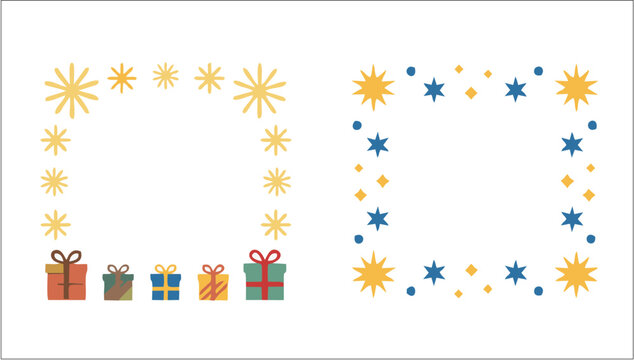 Star and Gift Box Frames Vector