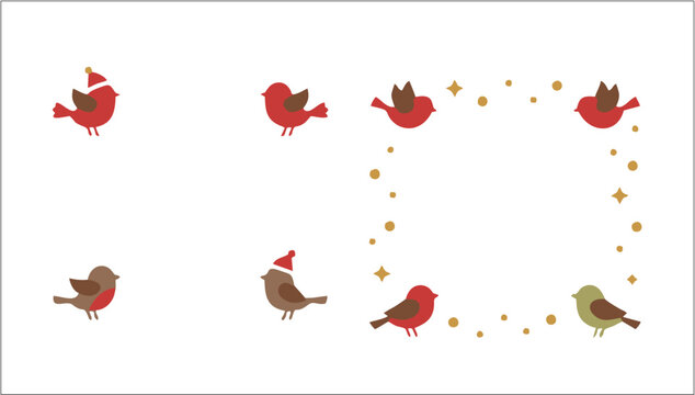 Birds Decorative Christmas Frame Vector