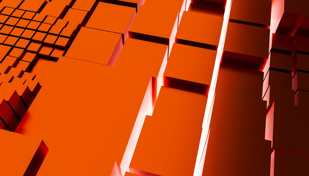 Geometric orange cube render background