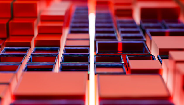 Abstract geometric cube structures in 3D render