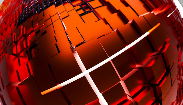 Abstract geometric render with orange cubes