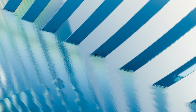 Abstract blue crystal spiral with diagonal glass bars