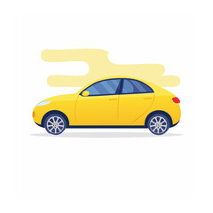 Fototapeta premium Yellow sedan car in flat design style