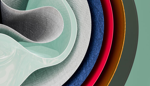 Abstract layered paper curves in pastel and bold colors