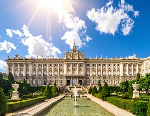 Fototapeta premium Grand classical building with blue sky and clouds.
