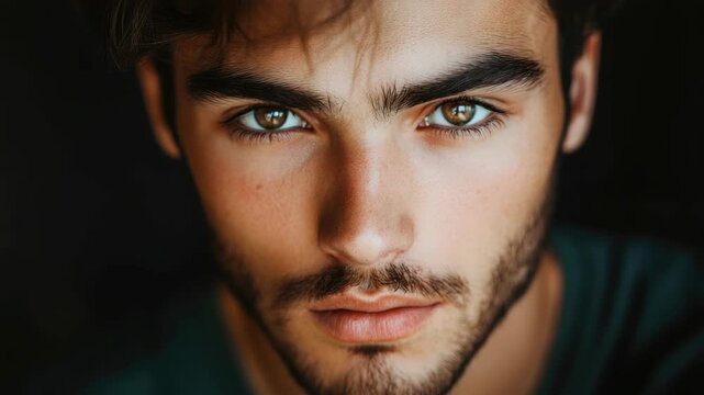 Beautiful young man with defined cheekbones