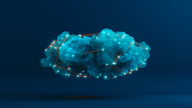 Cloud tech concept: data connection in digital space