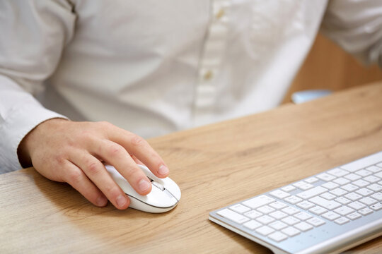 Professional office worker using technology