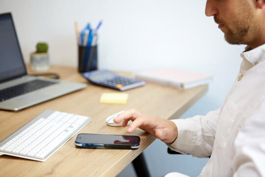 Professional workspace with technology focus