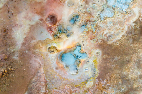Geothermal steam vents and volcanic abstract background