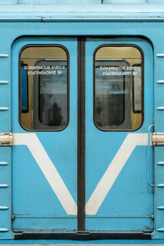 Vintage soviet metro doors showcasing unique design