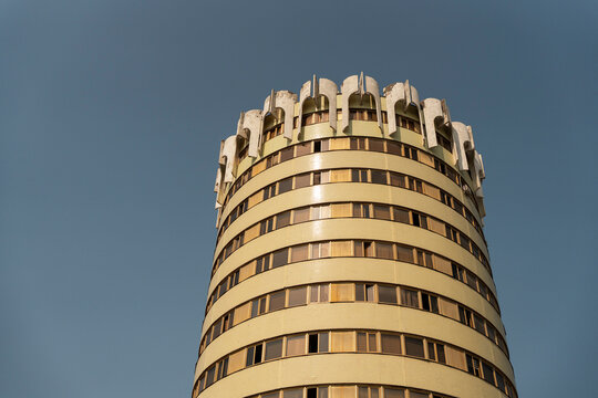 Modern tower building in Uzbekistan under clear sky
