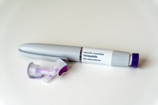 Close-up of tirzepatide injection pen for weight management