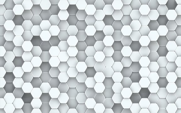 Hexagonal geometric background in grey tones