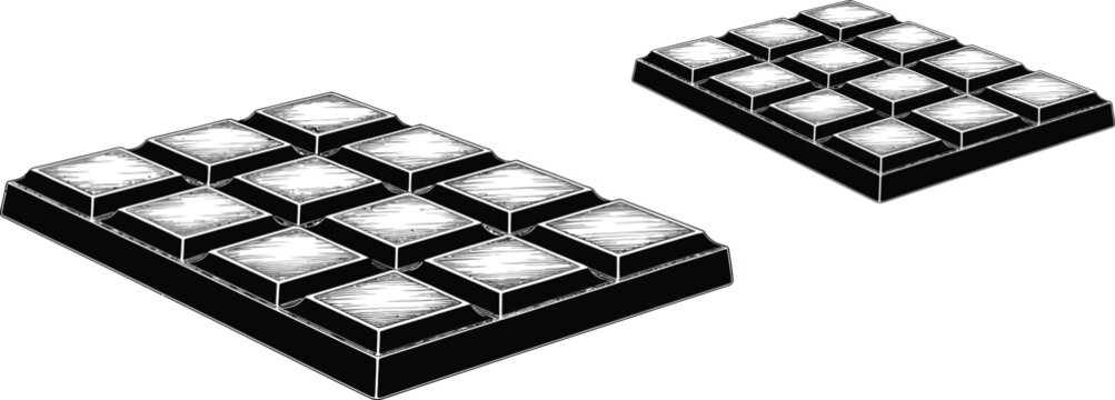 Black, square button icons, grid layout, white background, 2x2 grid buttons