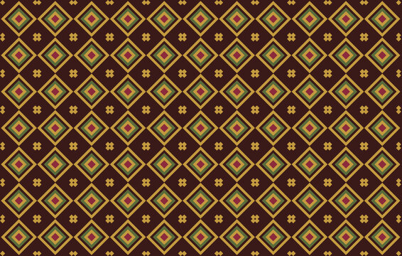 Colorful diamond and floral pattern on dark background