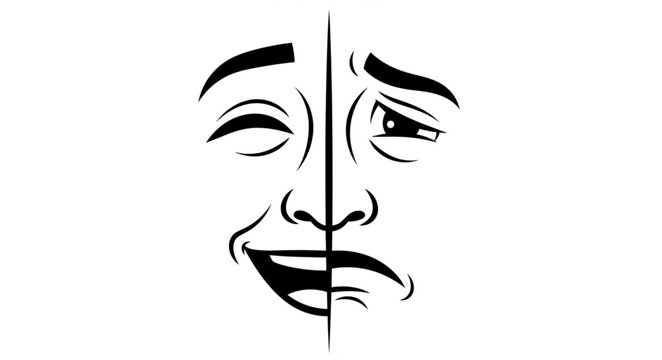 Split Face Expressing Two Different Emotions Simultaneously.