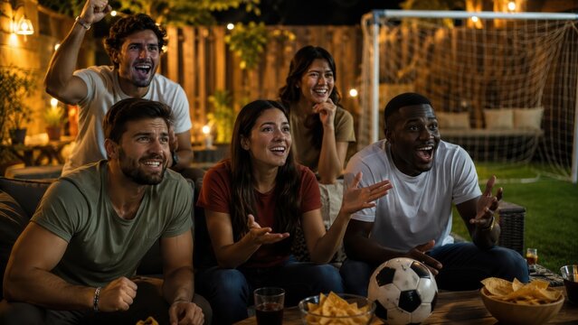 Backyard Soccer Watch Party With Goal Net