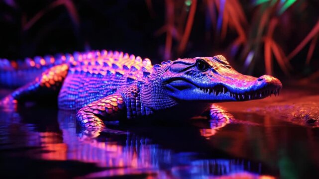 Nighttime Alligator in Swamp