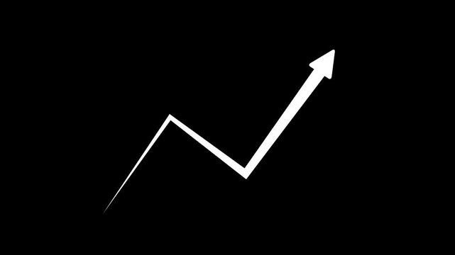 Arrow rising statistic and data analysis graph finance,abstract arrow business graph icon animation background,business graph growth animation,on a black background,with 4k video animation.