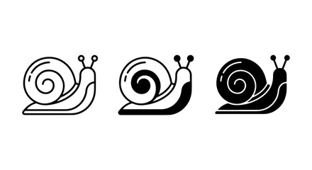 Snail Icons Set, Simple Outline and Silhouette Vector Graphics, Gastropod Mollusk Illustrations for Nature and Wildlife Concepts © Elias
