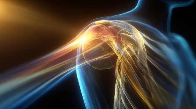 Navigating frozen shoulder: overcoming impingement syndrome. Online networking. A visual representation of overcoming frozen shoulder challenges. Internet traffic. Digital communication.