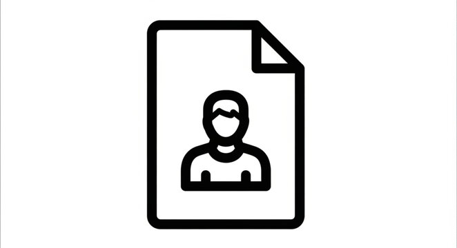 Simple Icon Representing a Person on a Document.
