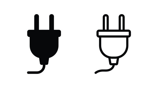 Electrical Plug Silhouettes On White Background Linear Vector Design