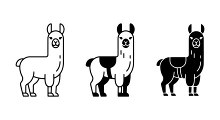 Llama Icons Set, Cute Alpaca Vector Graphics, South American Camelid Illustrations, Minimalist Animal Art © Towhidur