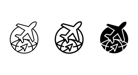 Airplane Travel Icons Set, Global Flight Routes, Vector Graphics for Tourism and Transportation Concepts © Towhidur