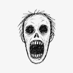 Fototapeta premium Screaming skull sketch illustration.