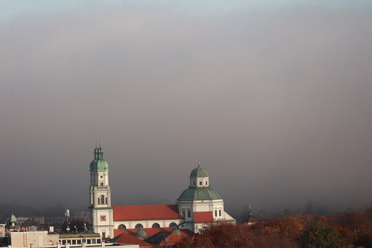 Passau St. Stephan Cathedral in Autumn Fog