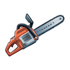 Naklejka premium Illustration of an orange and grey chainsaw on a white background