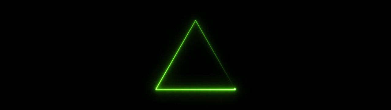 Neon green glowing triangle loading animation with continuous light stroke effect shape