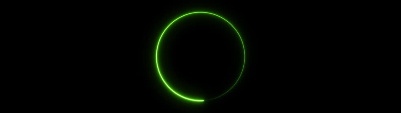 Neon green glowing loading circle animation on black background, for ui ux