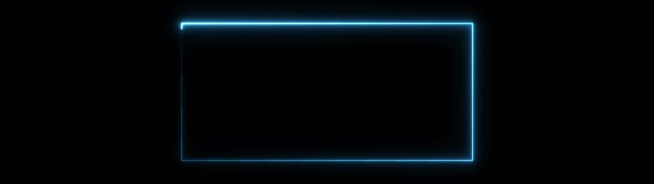 Glowing blue neon rectangular border frame with smooth animated loading effect on black background